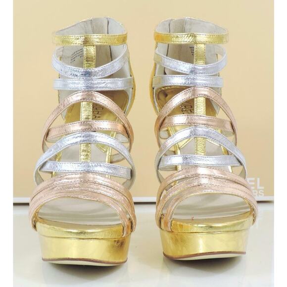 Michael Kors Maddie Dress Platform High Heels Sandals Rose Gold Multi - Picture 6 of 11